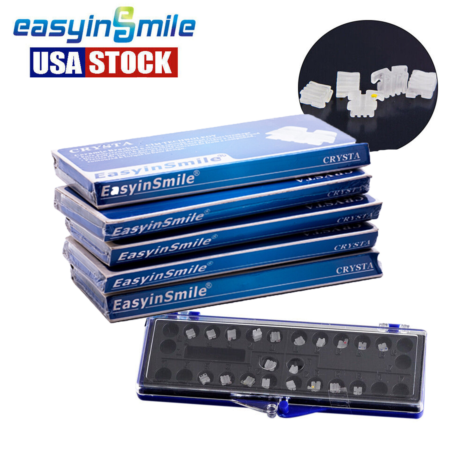 5packs Dental Orthodontic Bracket Ceramic Clear Mini Braces Roth 3 with Hook 022