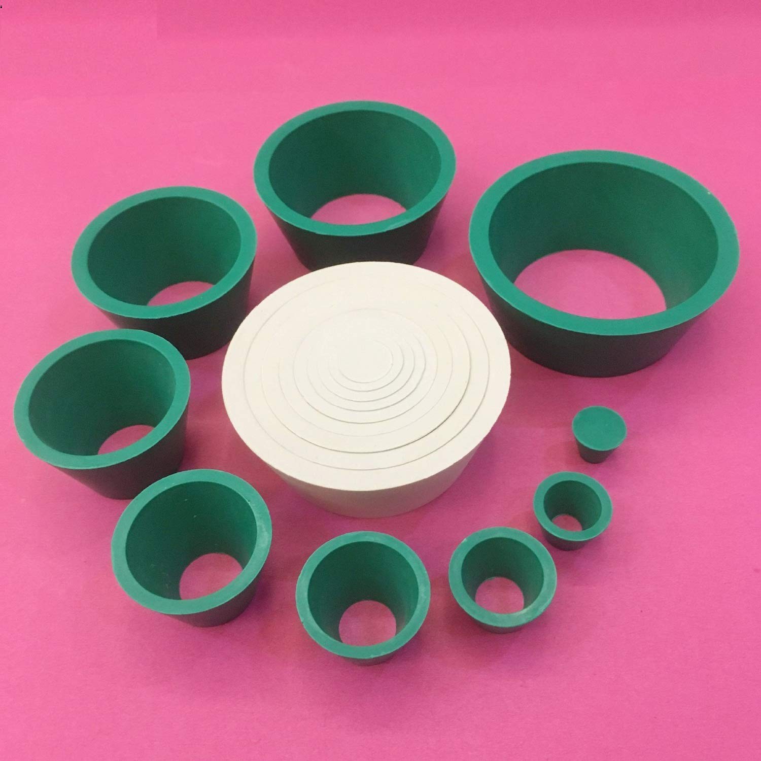 9 Count Filter Adapter Cones Set, Buchner Funnel Flask white