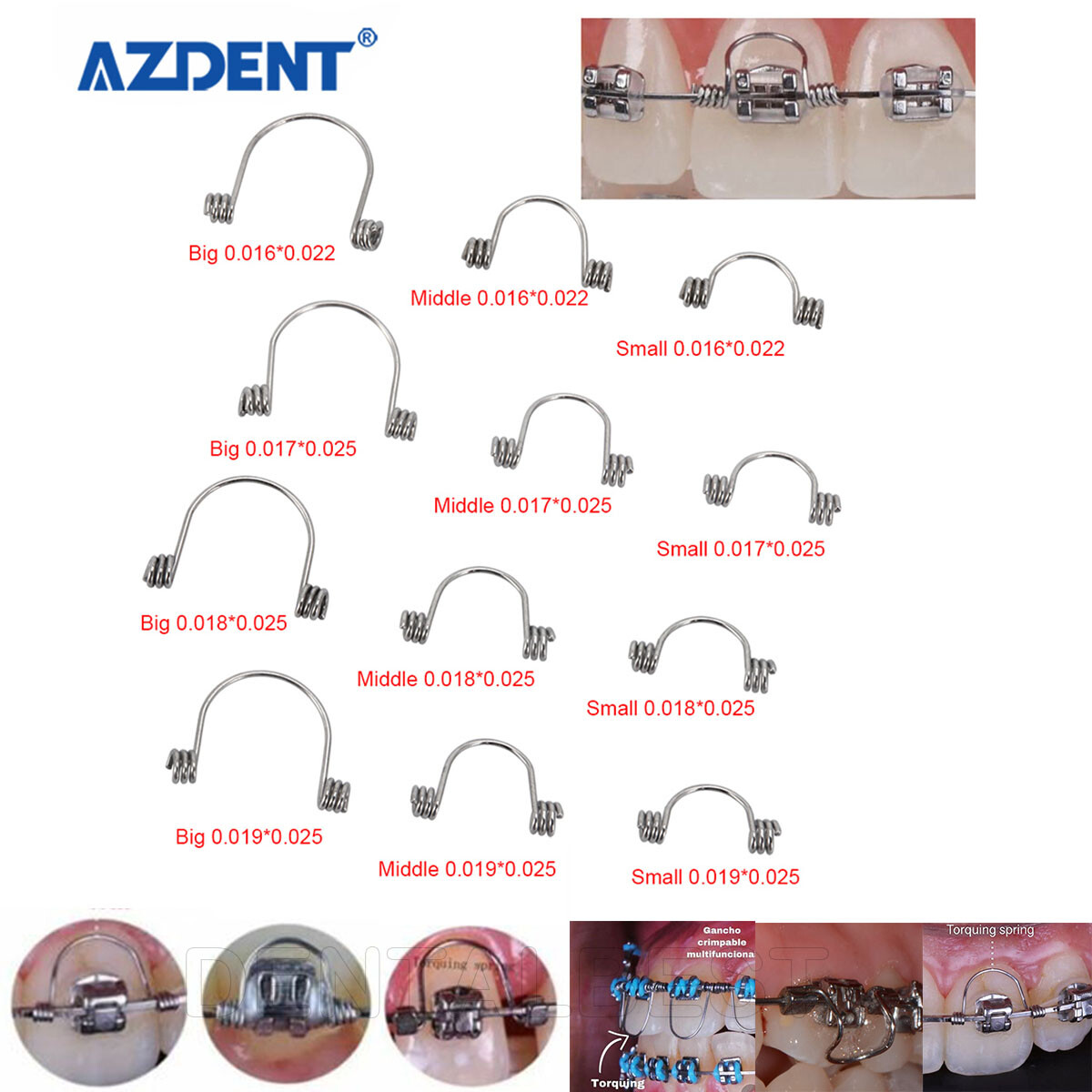 10pcs Dental Orthodontic Anterior Teeth Torque Rectangular Springs Closed Coil