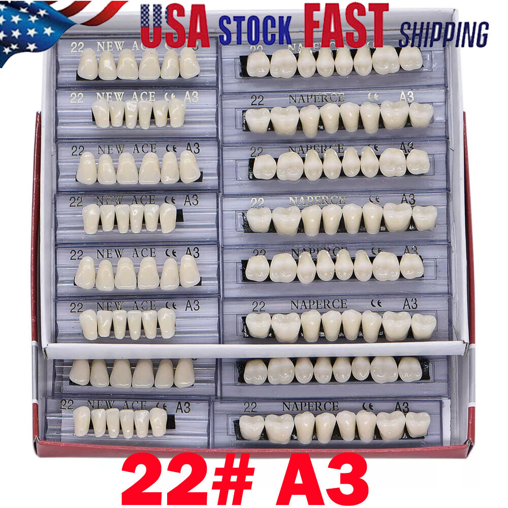 168PC Acrylic Resin Denture #22 Dental Upper Lower Shade A3 Teeth Set USA