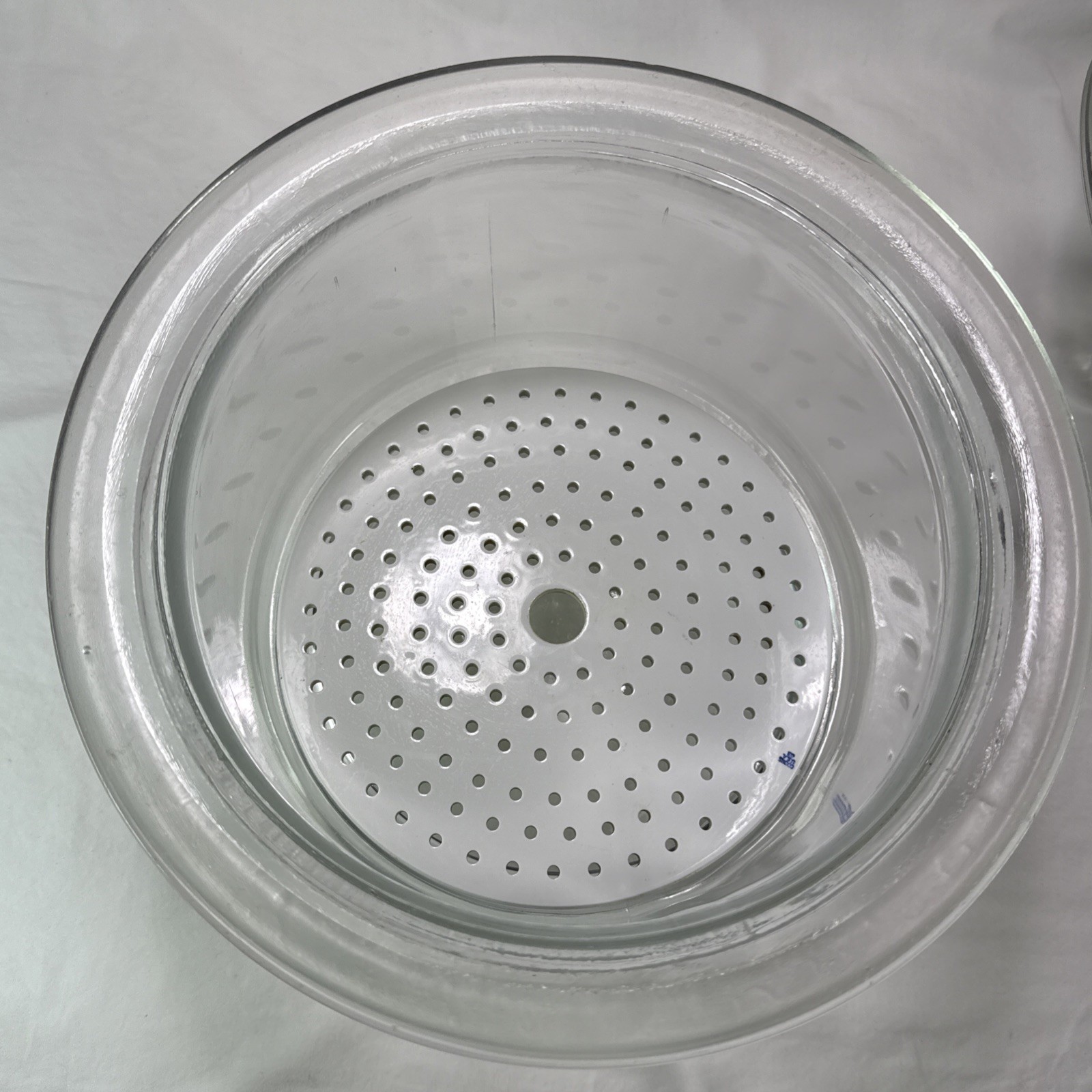 vintage Large glass desiccator jar greased rim coors porcelain plate 12”X 9” HTF