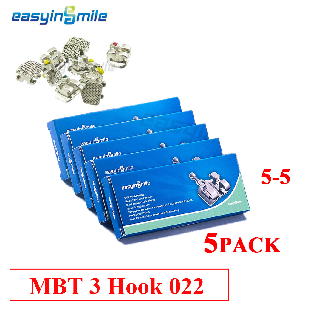 10Pack Dental MINI Braces Orthodontic Metal Brackets MBT/ROTH 022 Slot 3/345Hook