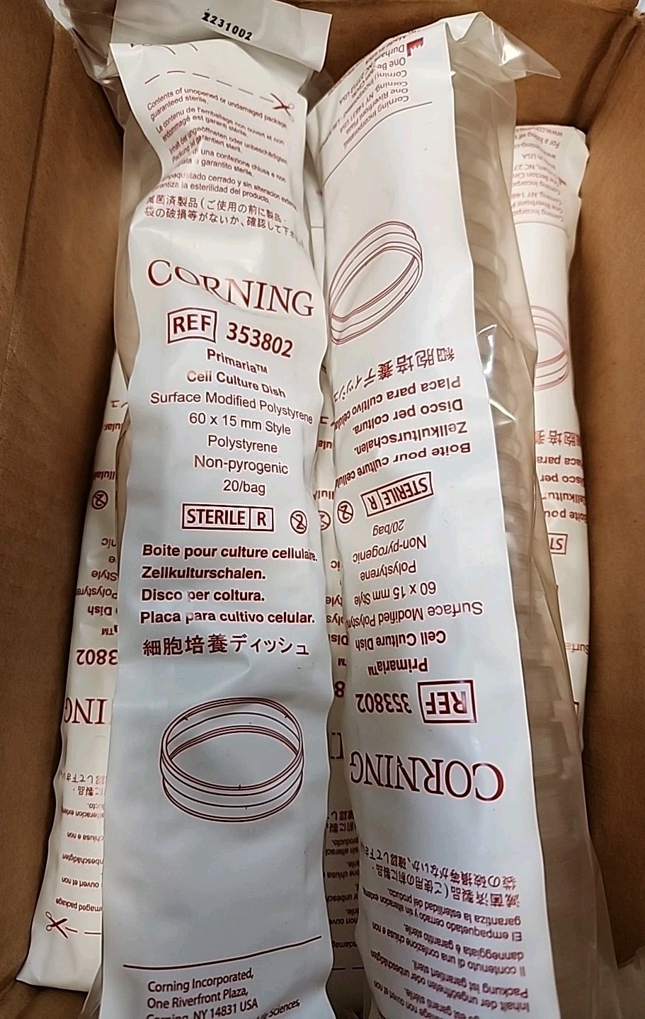 CORNING 60mm x 15mm Polystyrene Disposable Cell Culture Dish (20/pk) 353802