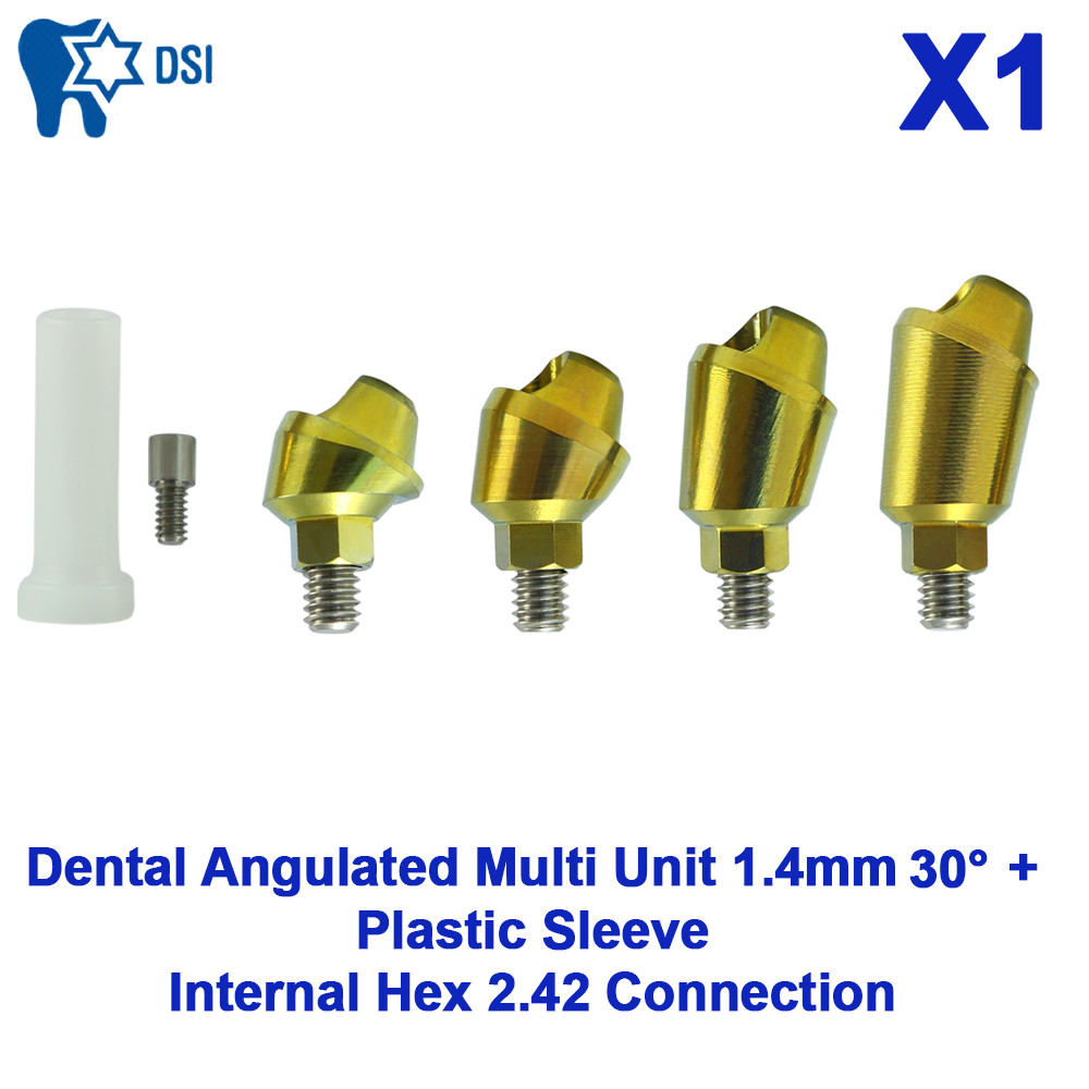 1x DSI Dental Angulated Multi Unit 1.4mm 30° Int Hex 2.42 Plastic Sleeve Set
