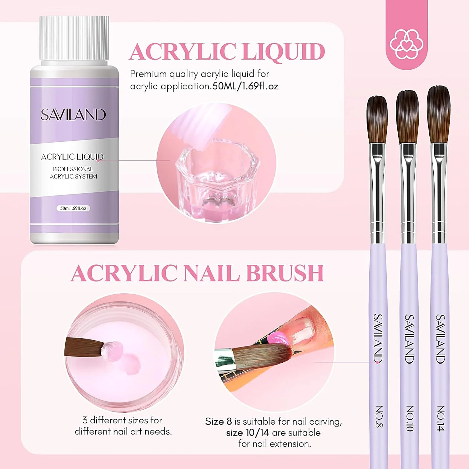 SAVILAND Acrylic Nail Kit Starter Set: Acrylic Nail Kit for Beginners with Every