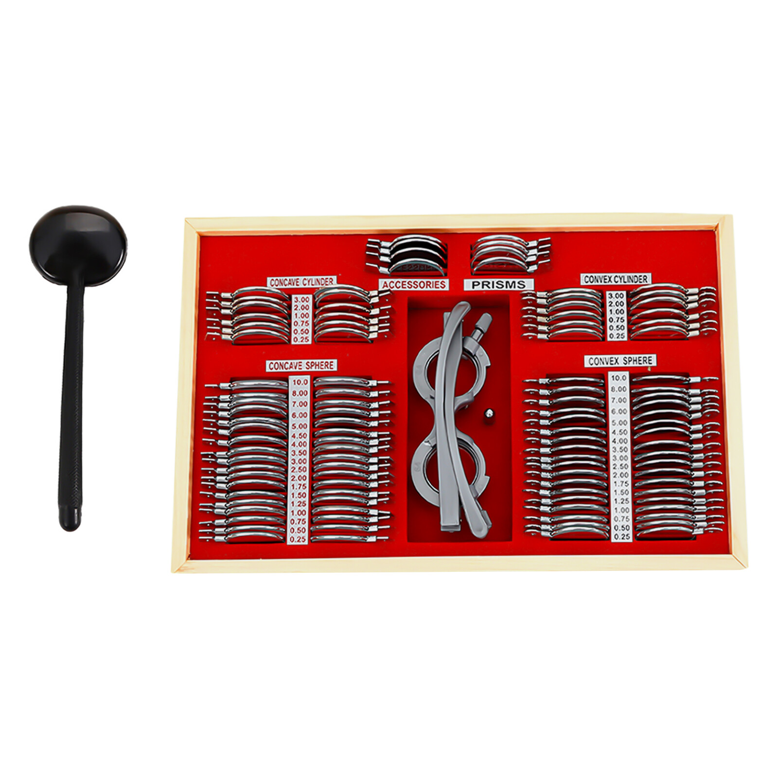 Optometry Optical Trial Lens Kit Test Metal Trial Frame Set w/Case Box 104pcs
