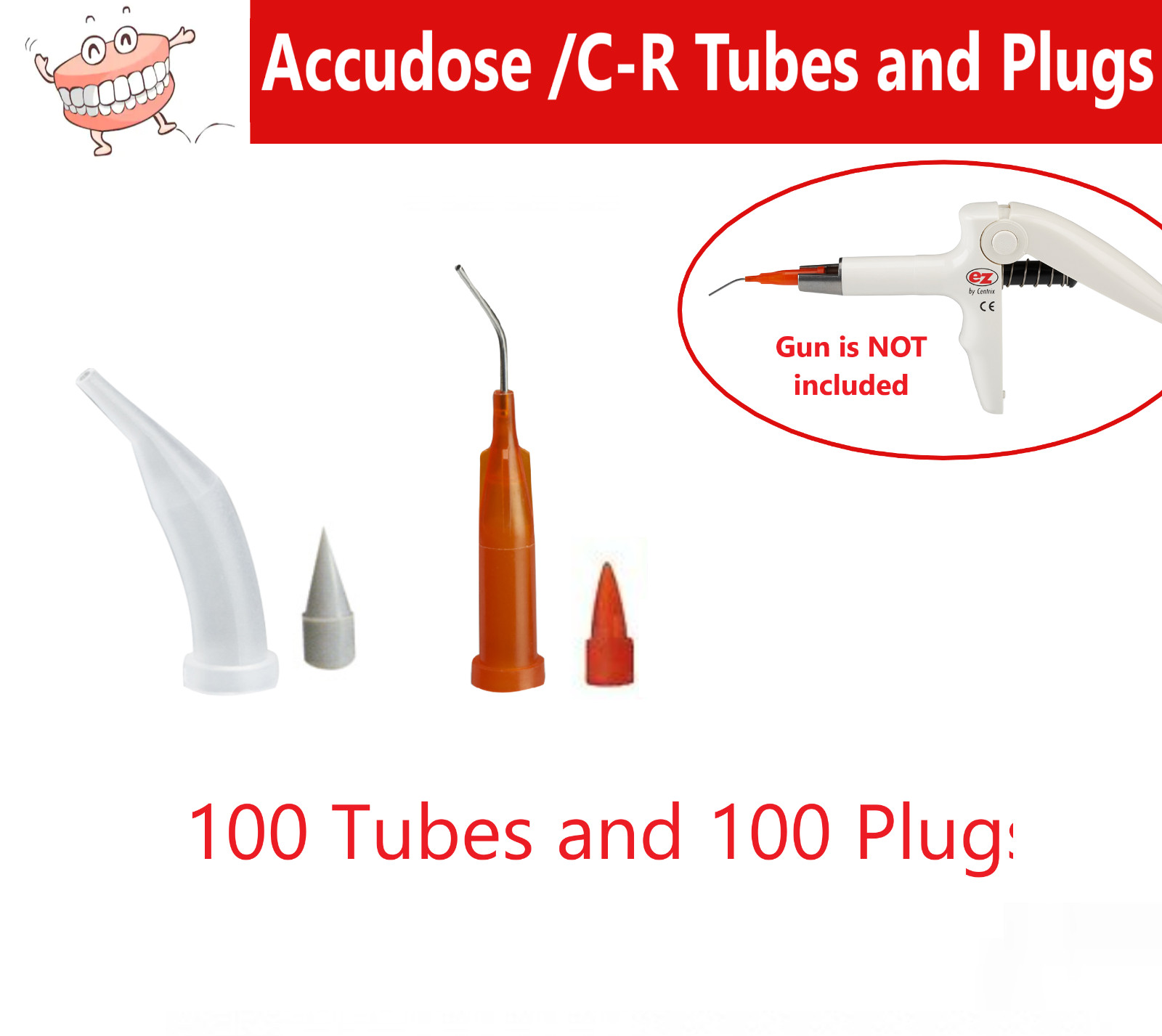 Accudose Tubes and Plugs For C-R Syringe 20 Ga, PhotoBloc Orange, 100/Box