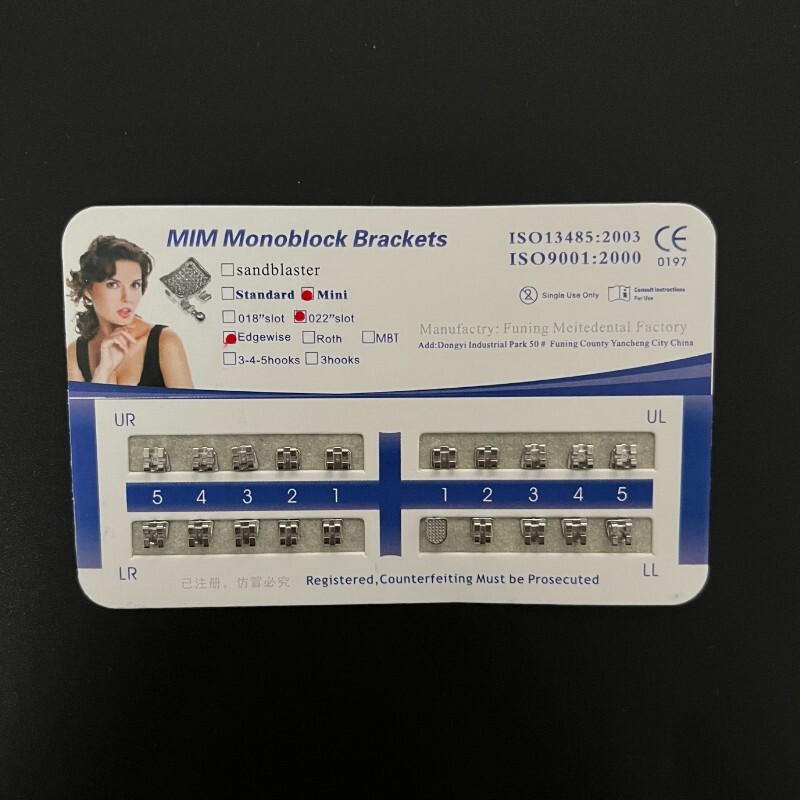 10Set Dental Orthodontics MIM Monoblock Brackets Mini Edgewise 022 345/3/no hook