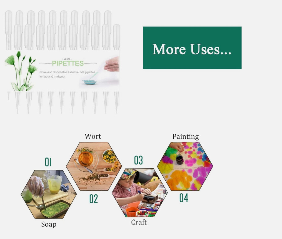 3ml Disposable Plastic Transfer Pipettes for Science Experiment Crafts (200 Pcs)