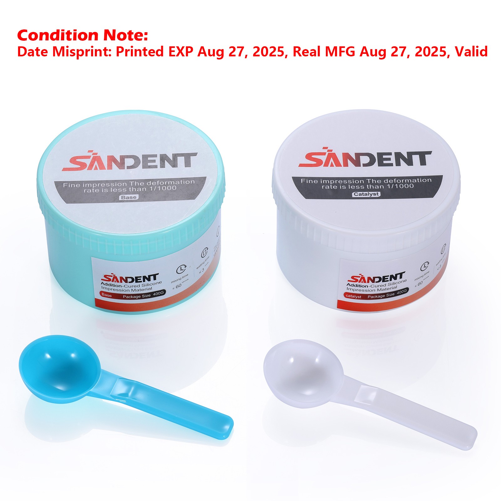 2*Dental Putty PVS VPS Impression Material Base Fast Set 400g Base+400g Catalyst
