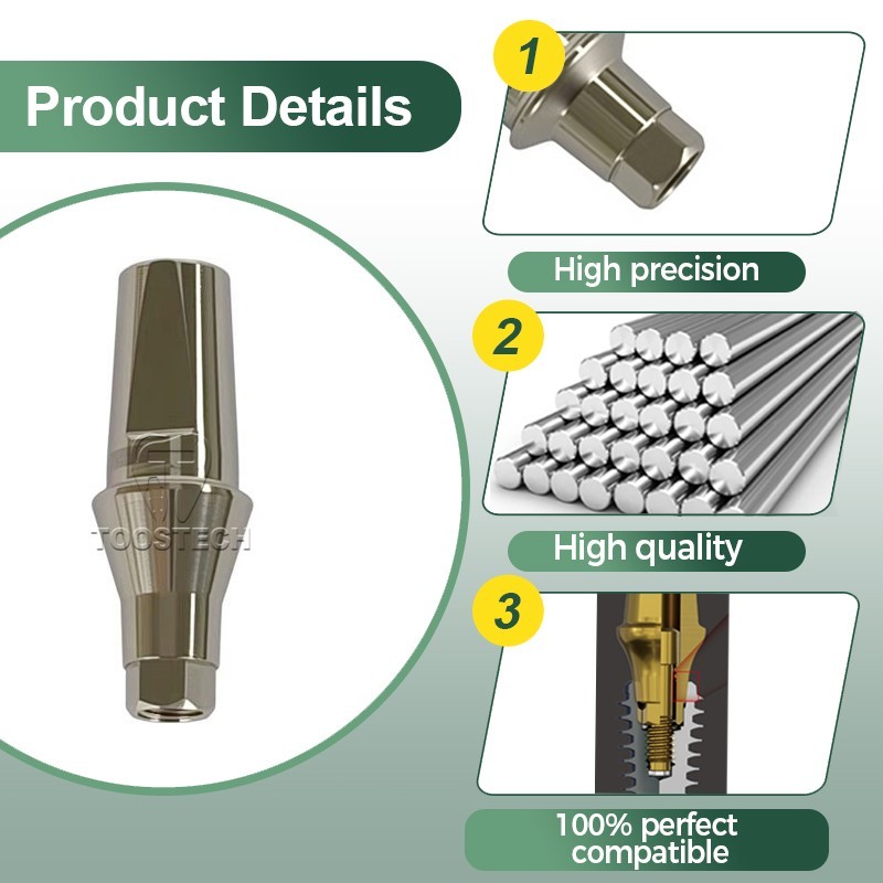 6pcs Ti cemented Titanium straight Abutment fits C-TECH Platform D4.5/5.5
