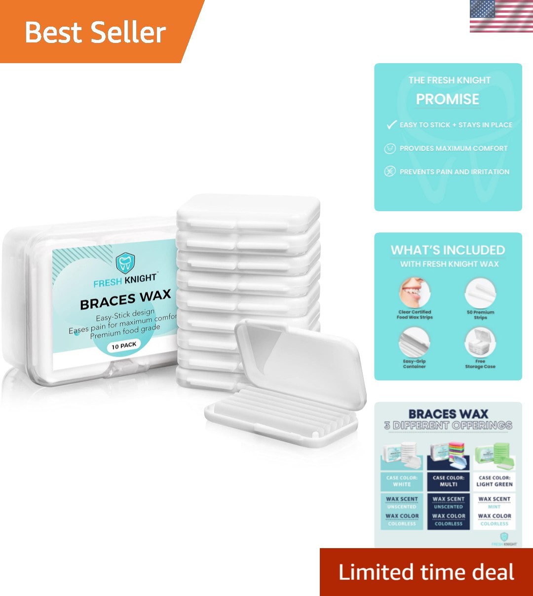 Braces Wax White 10 Pack. Dental Wax for Braces & Aligners, Unscented & Flavo…