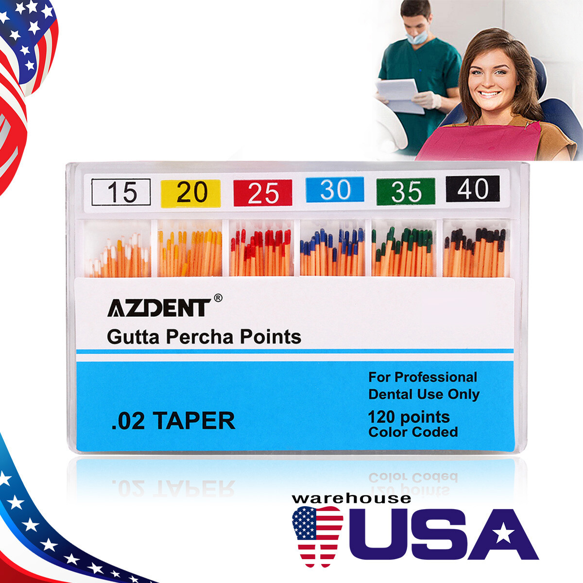 Dental Obturating Absorbent Paper Points F1F2F3/Canal Gutta Percha Points 15-40#