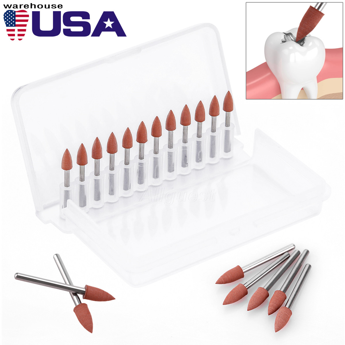 12pcs Dental FG 0413 Brownie Polishers Friction Grip Mini Points FG 1.6mm