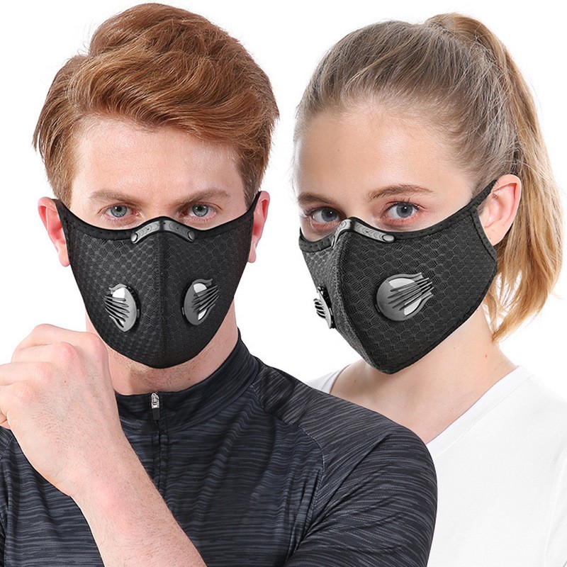 Reusable Cycling Sports Face Mask Breathing Valves With Active Carbon Filter US