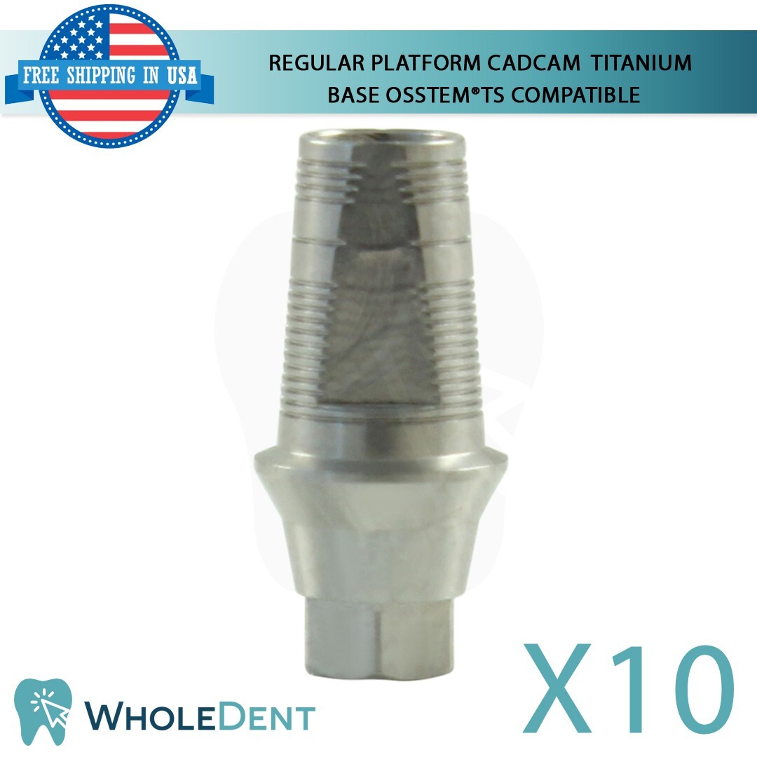 10X Regular CAD/CAM Titanium Base Dental Osstem® TS Hiossen® ET Compatible Hex
