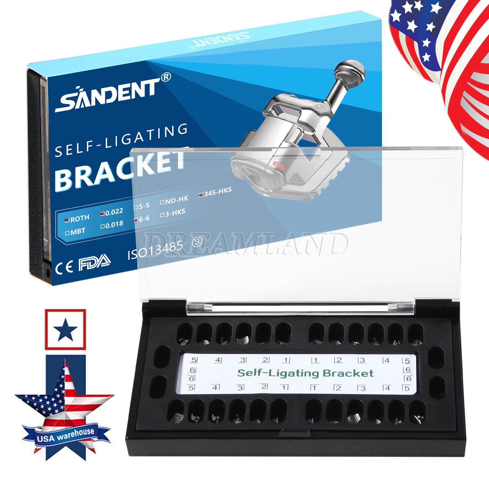 1 Pack Dental Orthodontic Bracket Braces Ceramic MBT 022 with 3-4-5 Hooks