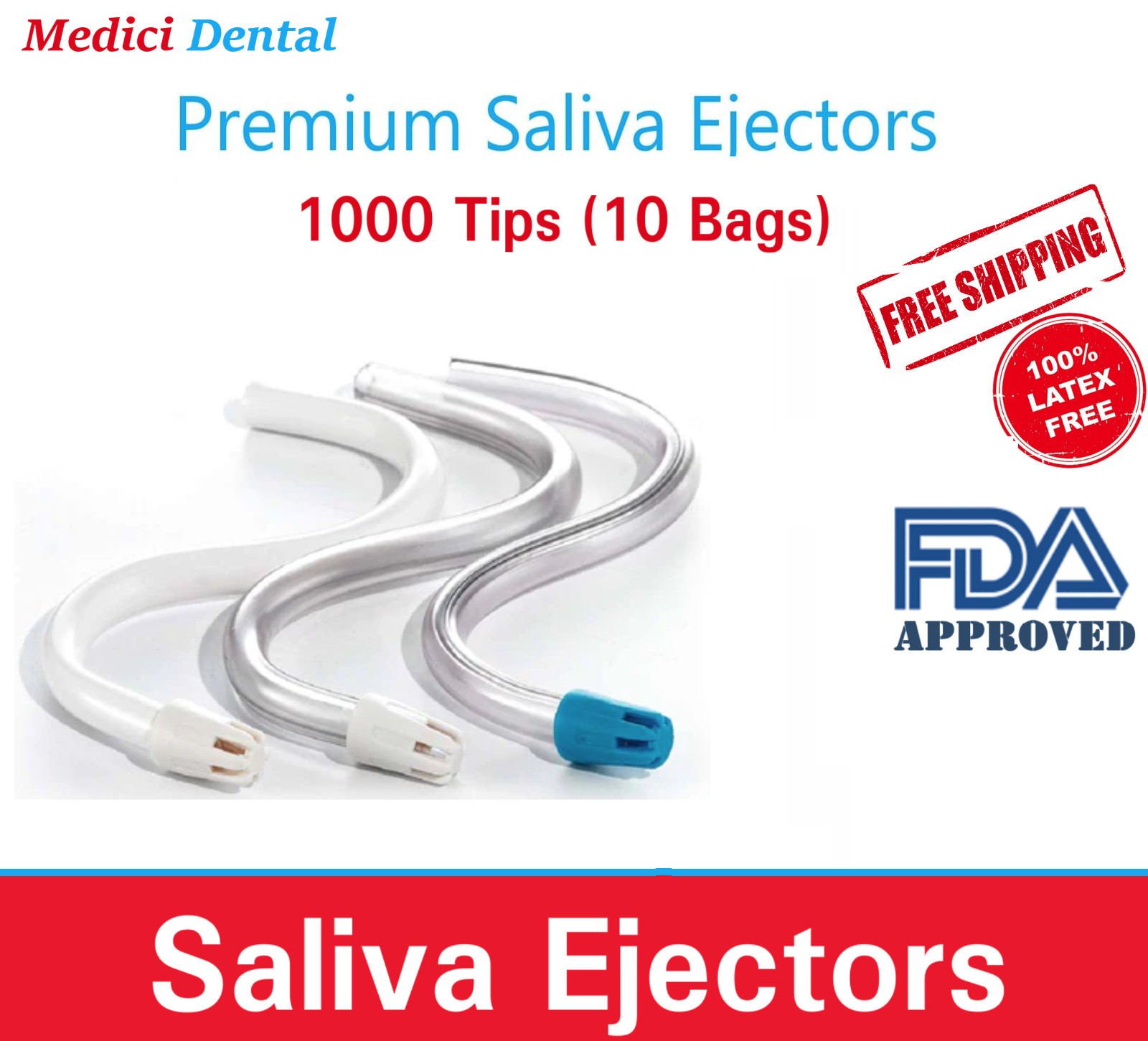 1000 (10 Bag) White Clear Dental Saliva Ejectors Ejector Disposable Suction Tips