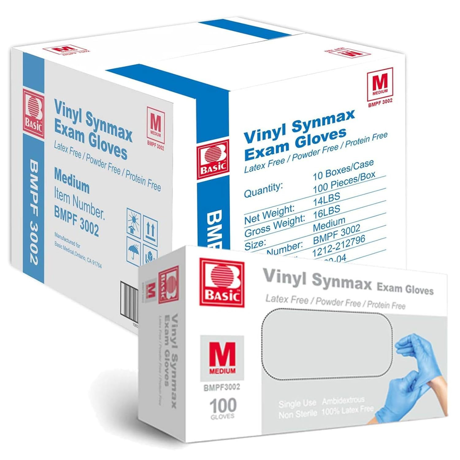 Basic Vinyl Exam Gloves-Safty Glove Latex & Powder-Free, Synmax Disposable, B…