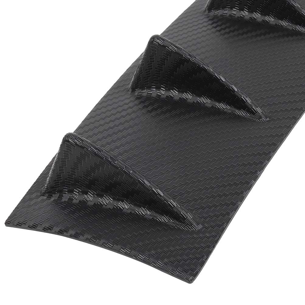 1PC Rear Bumper Lip Diffuser 7 Shark Fin Style Universal PP Glossy Carbon Look