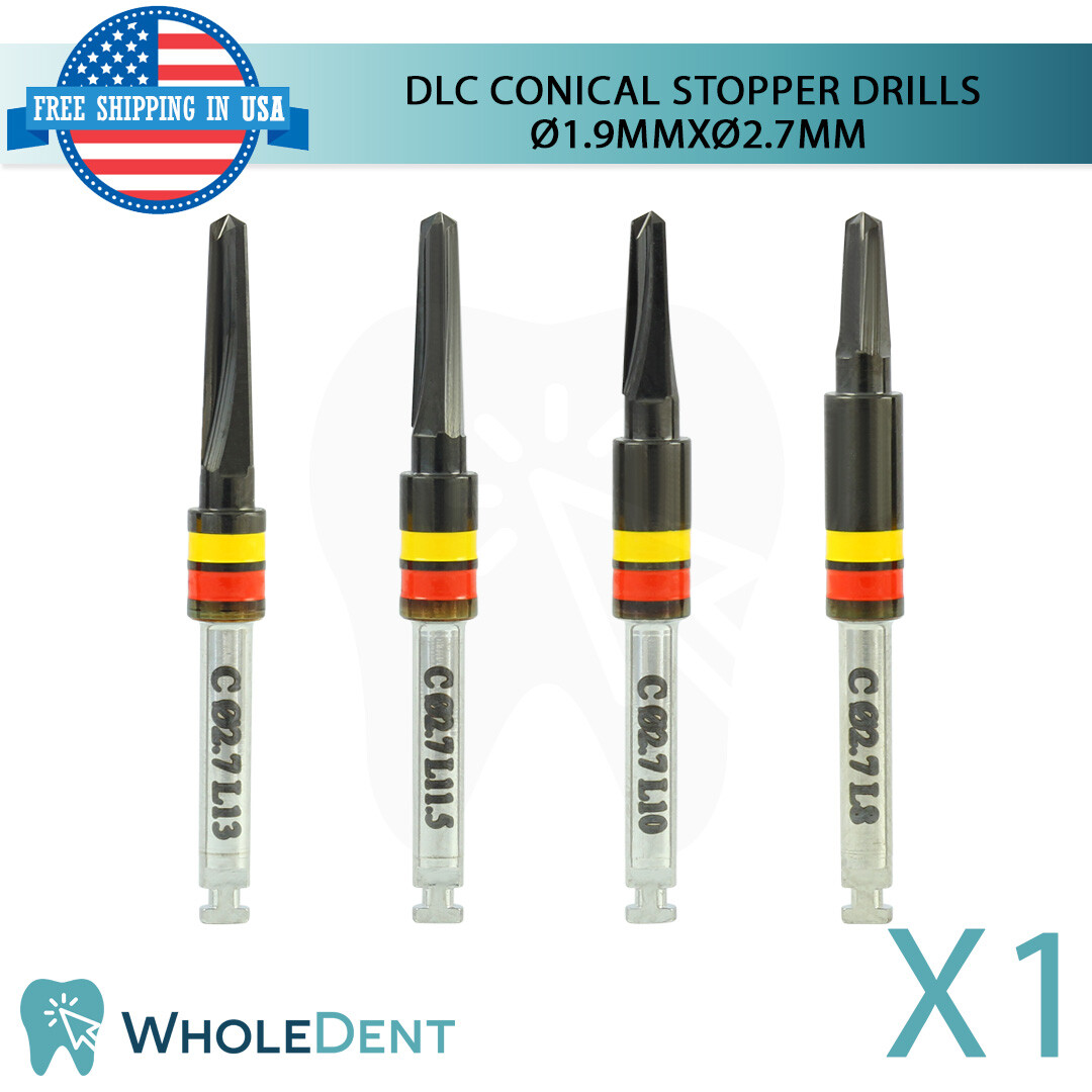 DLC Conical Integral Stopper Drill Ø1.9XØ2.7 Dental Im plant Tool Instrument