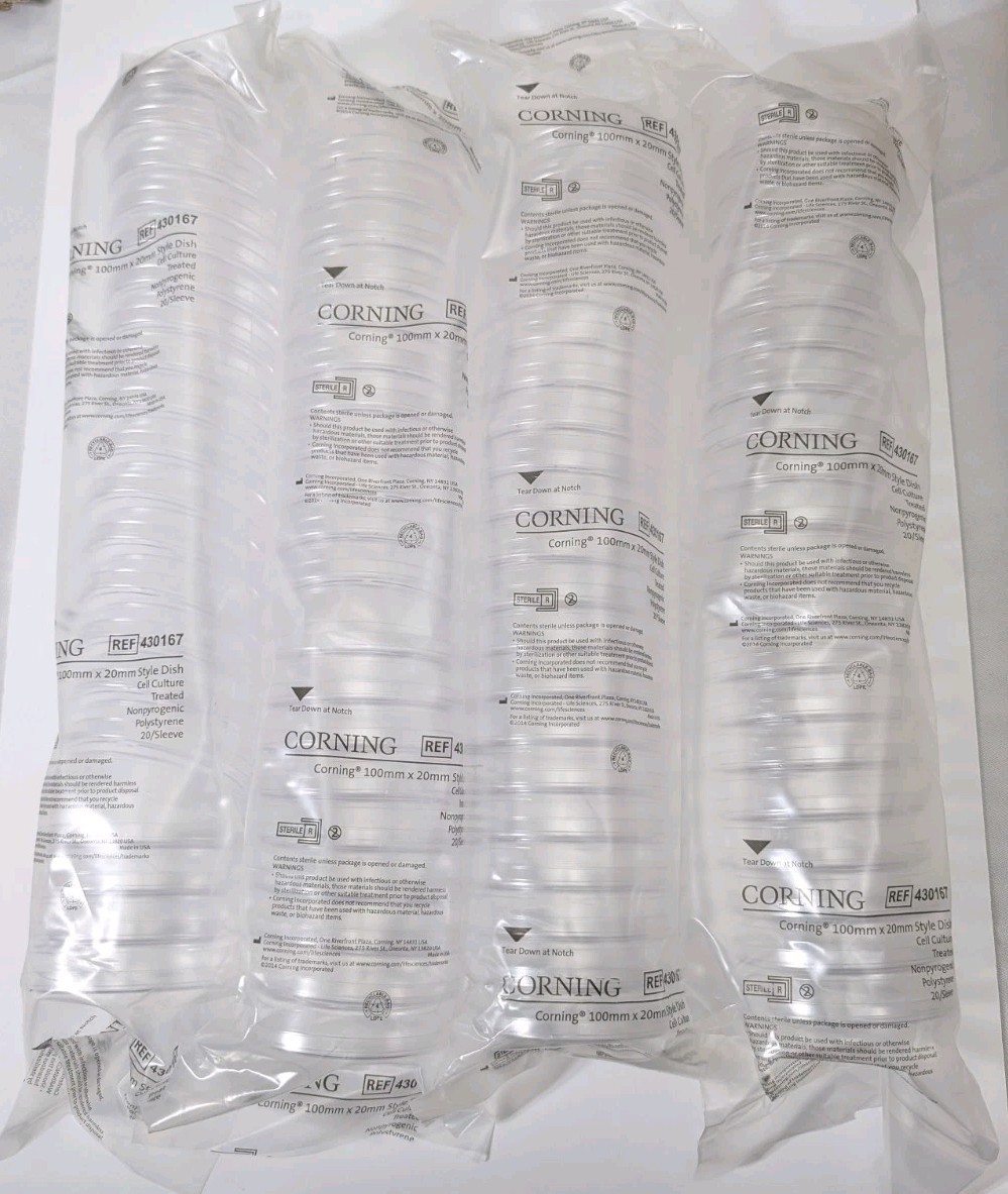 (4x) Corning REF 430167 100mm x 200mm Cell Culture Dish – 80 Total