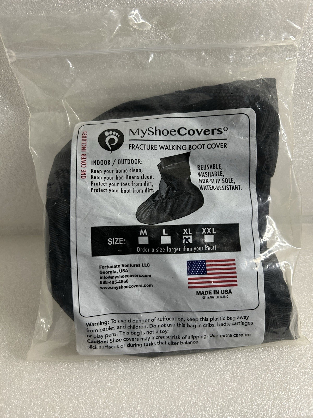 MyShoeCovers Fracture Walking Boot Cover Black Reusable Washable Non-Slip XL