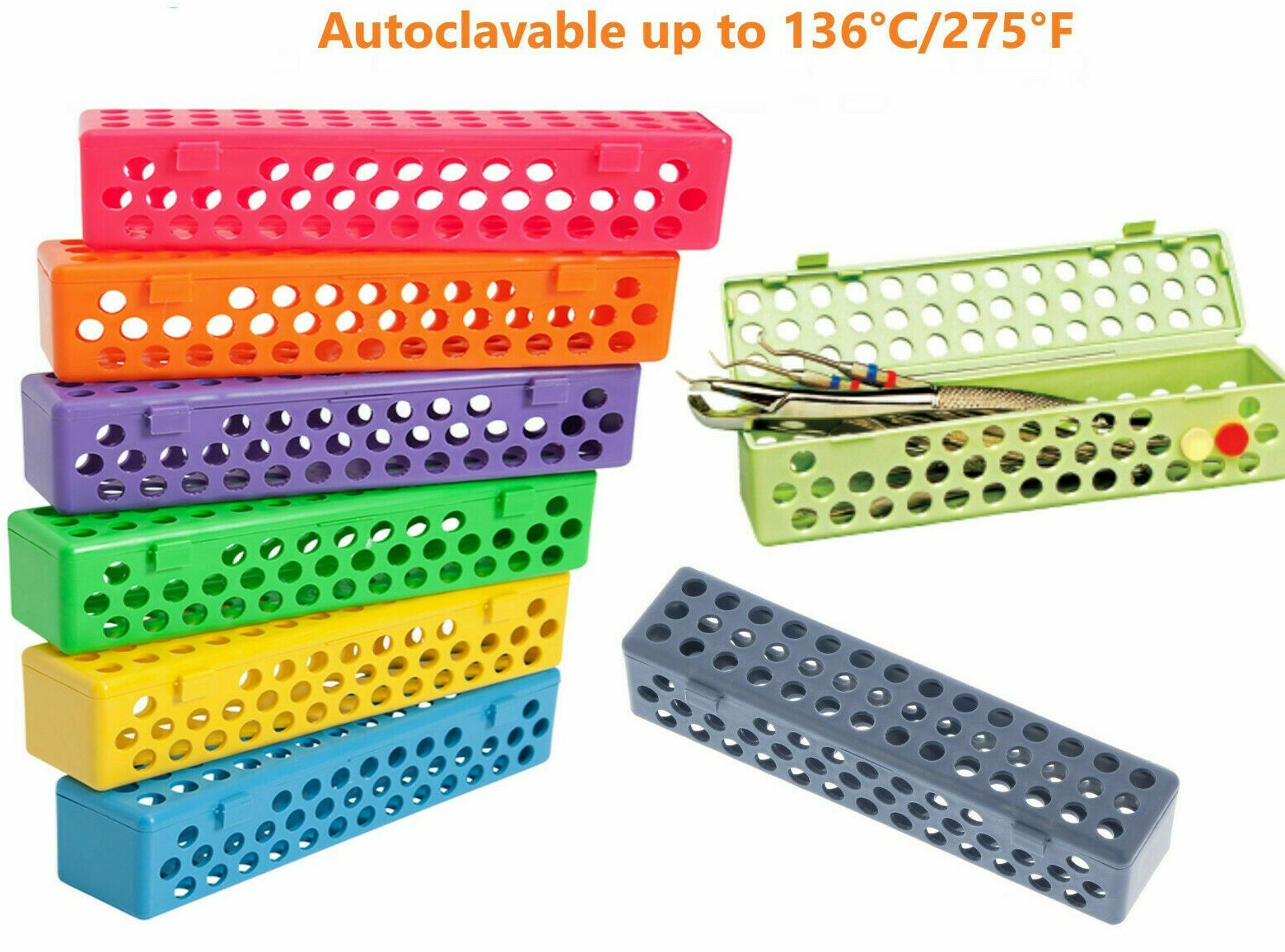 Dental Instrument Steri Container Case Fully Autoclave Medical Pick Color F250