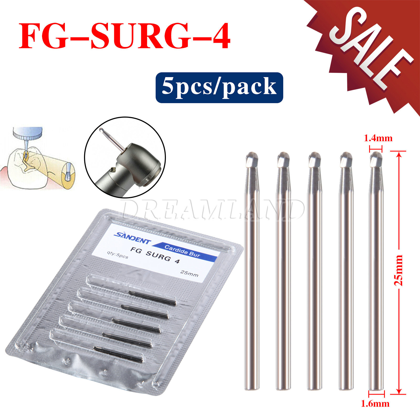 SANDENT Kit de Fresas Dentales de Carburo Dental FG Cirugía Circular