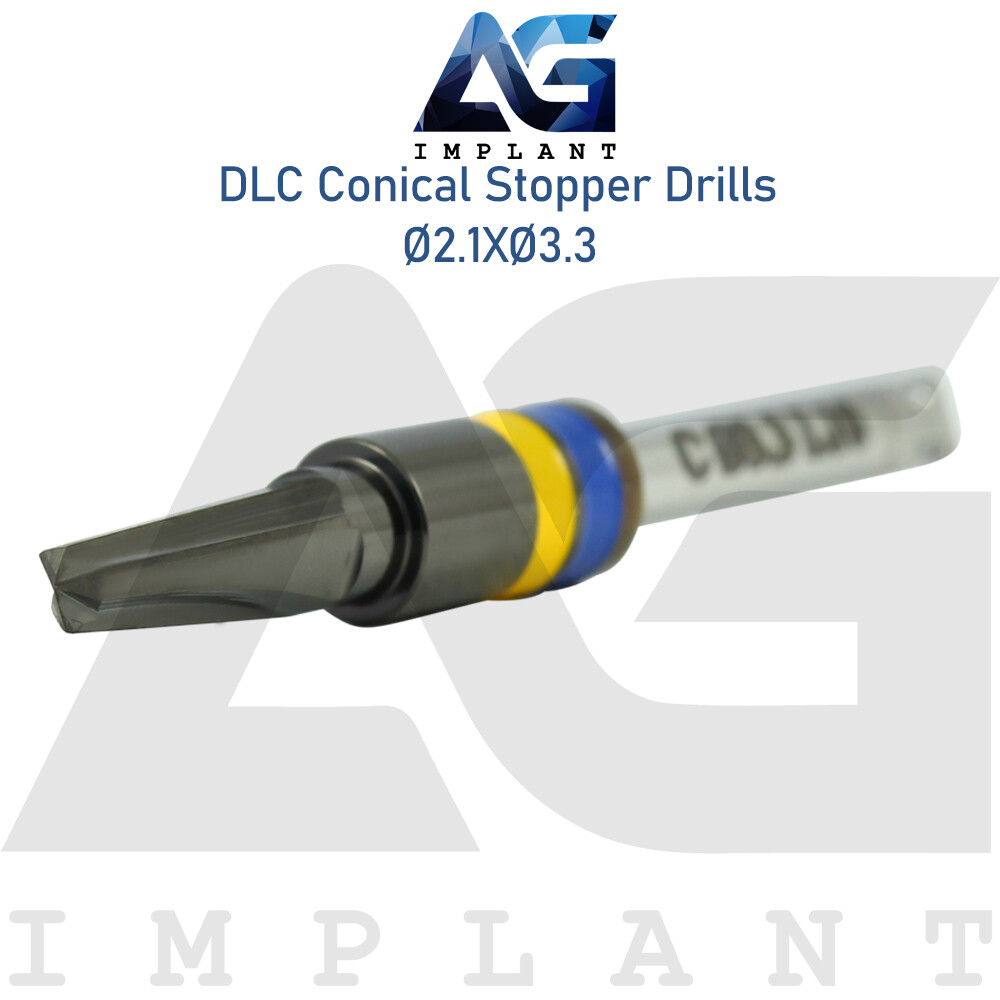 Ø2.1XØ3.3 Integral Stopper DLC Conical Drill External Irrigation Tool Carbon