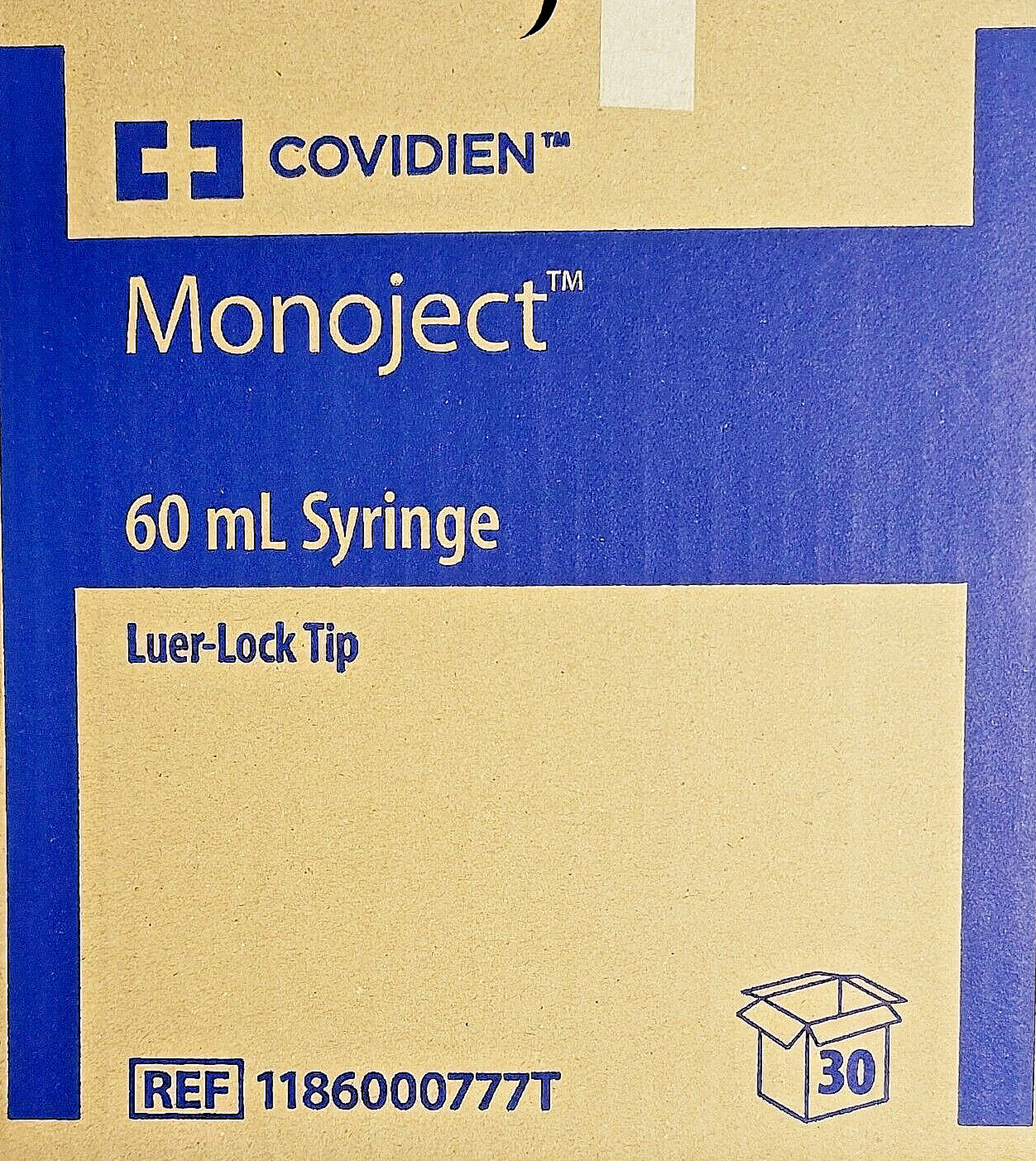 5Pk 60ml Syringe LuerLock Tip – NO NEEDLE – Sterile Covidien 118600777T Monoject