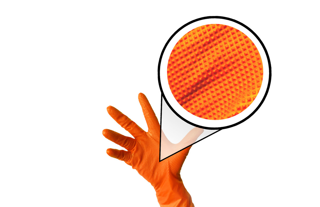 INDUSTRIAL POWDER-FREE ORANGE NITRILE GLOVES 100 PCS (8mil thickness)
