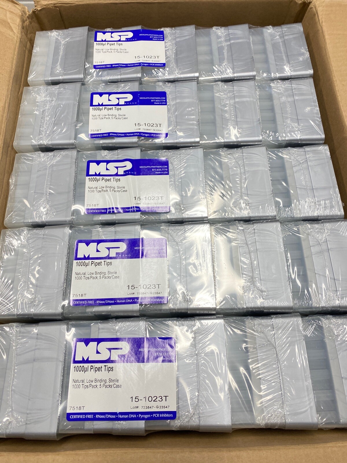 (5000/Cs) MSP 1000uL Low Binding Pipet Tips 50x 10/Rack 15-1023T