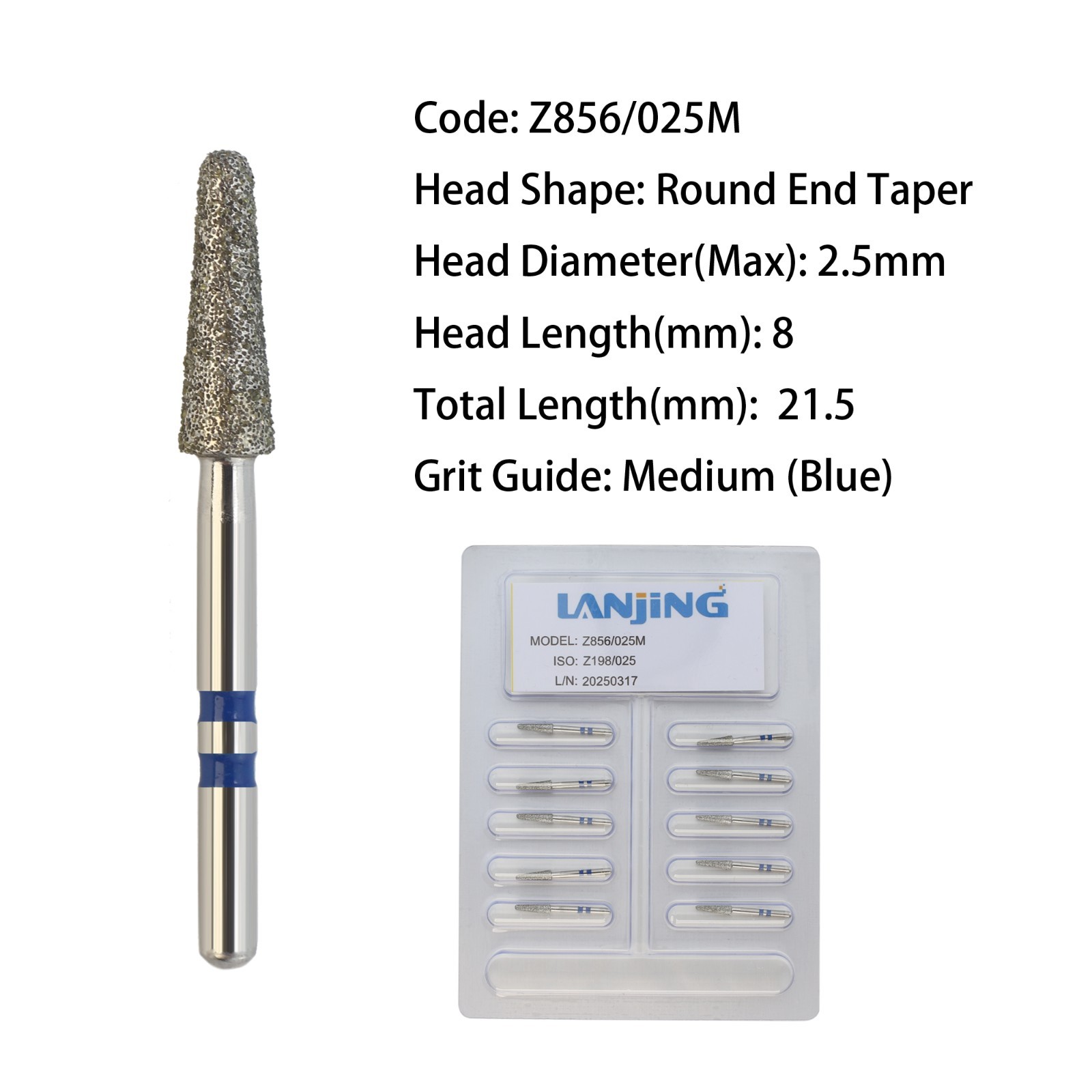 Dental Diamond Burs Zirconia Adjustment Round End Taper Cylinder High Speed FG