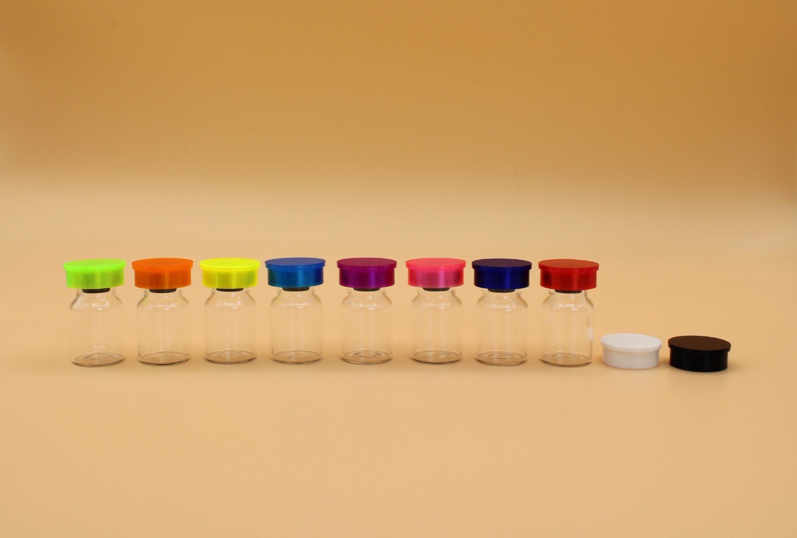 Flexible 5ml/10ml/20ml Vial Caps – Set of 10 (total) – Assorted Colors