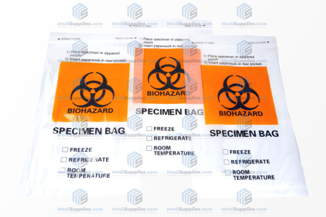 Specimen Transport Biohazard Bag, 6″ x 9″, 2 Pockets, Econo-Zip, CASE