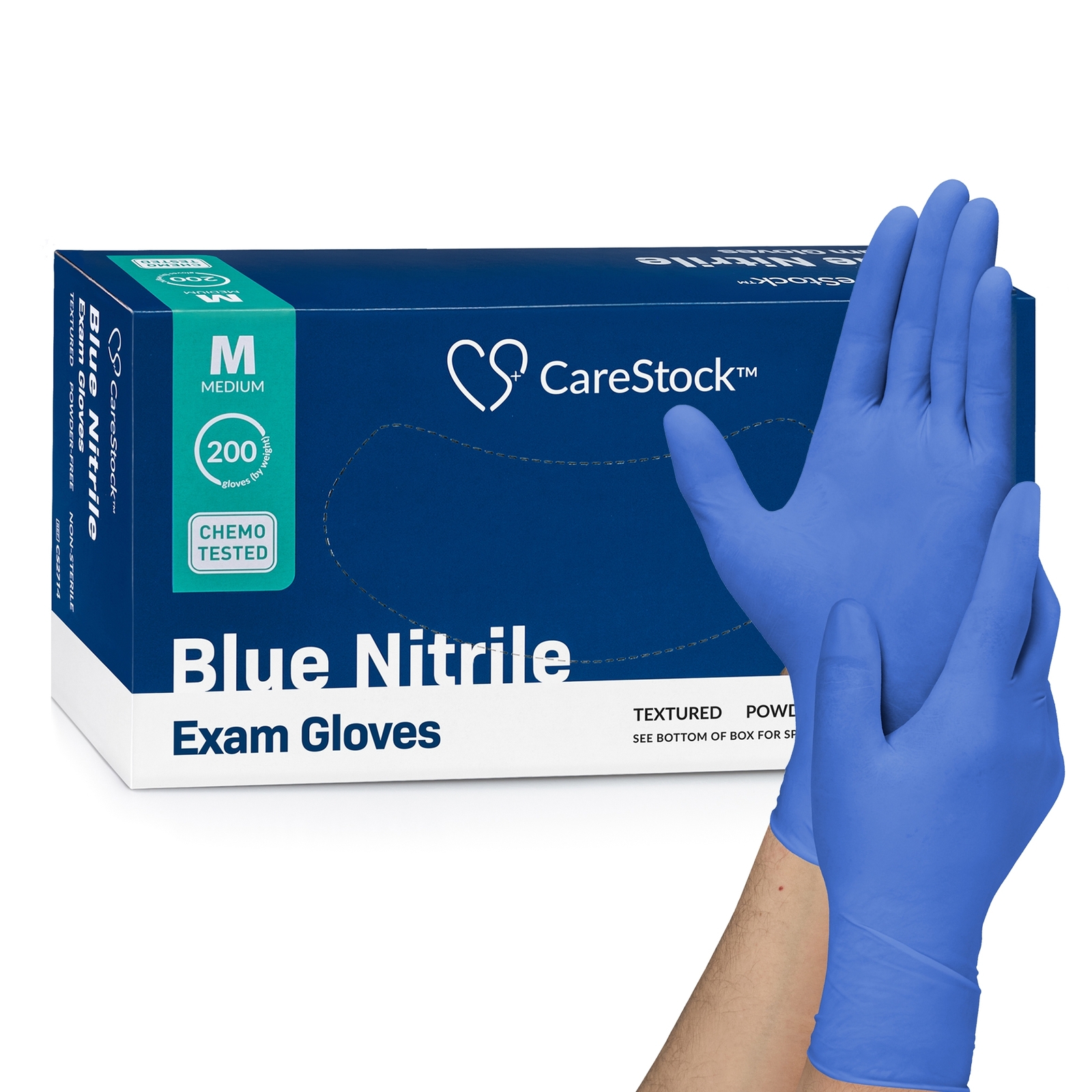 CareStock Nitrile Exam Glove Standard Cuff Length MEDIUM CS2714 2000 per Case