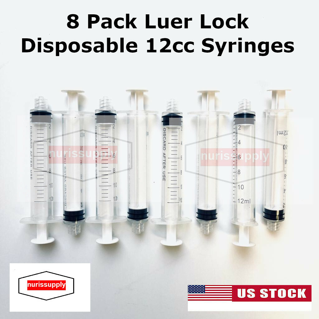 8 Pack Disposable 12cc Dental Syringe Dental Irrigation Syringe with Measurement