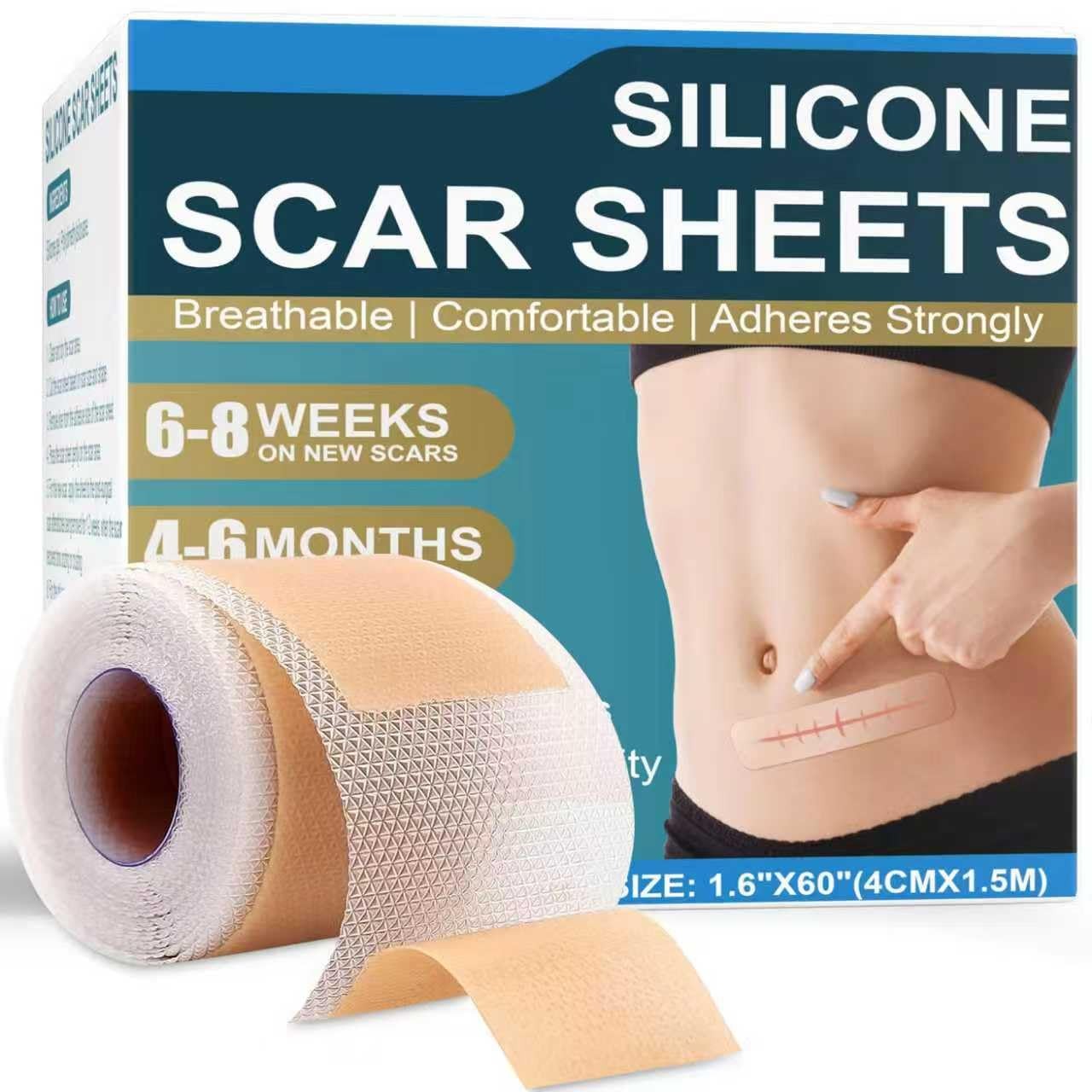 Balirux Silicone Scar Sheets Silicone Scar Tape For Scar Removal Treatment 1.6X