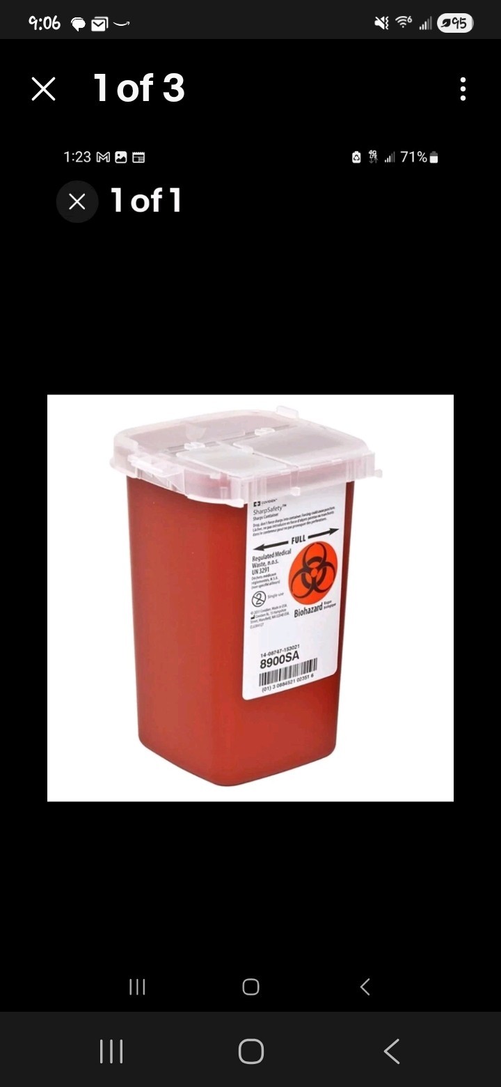 CASE OF 100 SharpSafety Phlebotomy Sharps Container 0.25 gal, 1 Quart Covidien