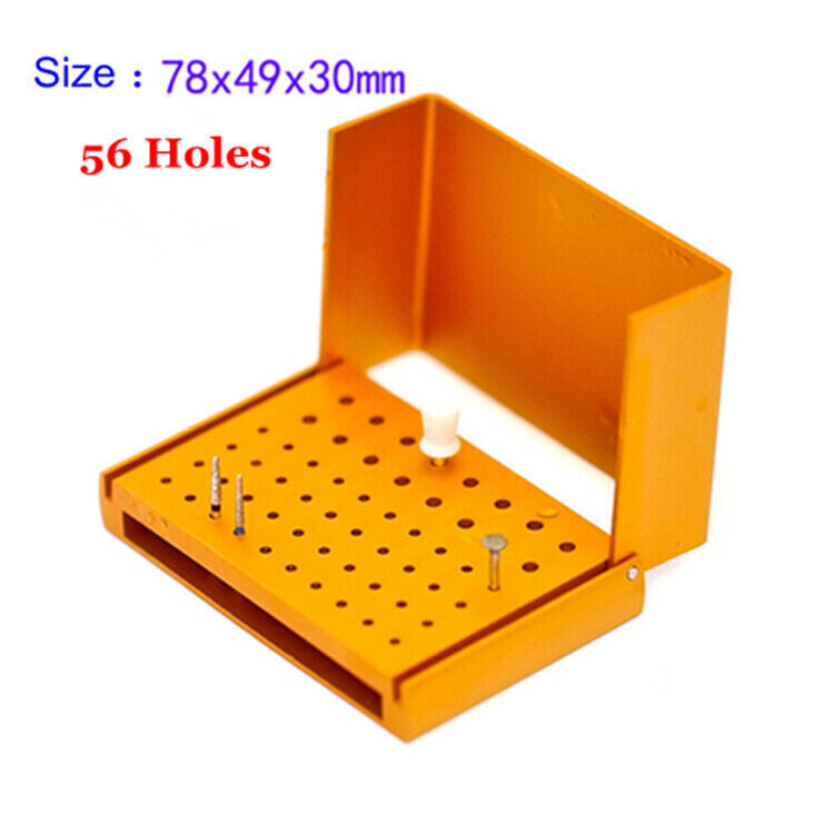Dental FG+RA 56 Holes Bur Block Holder Stand Autoclave Disinfection Case Gold
