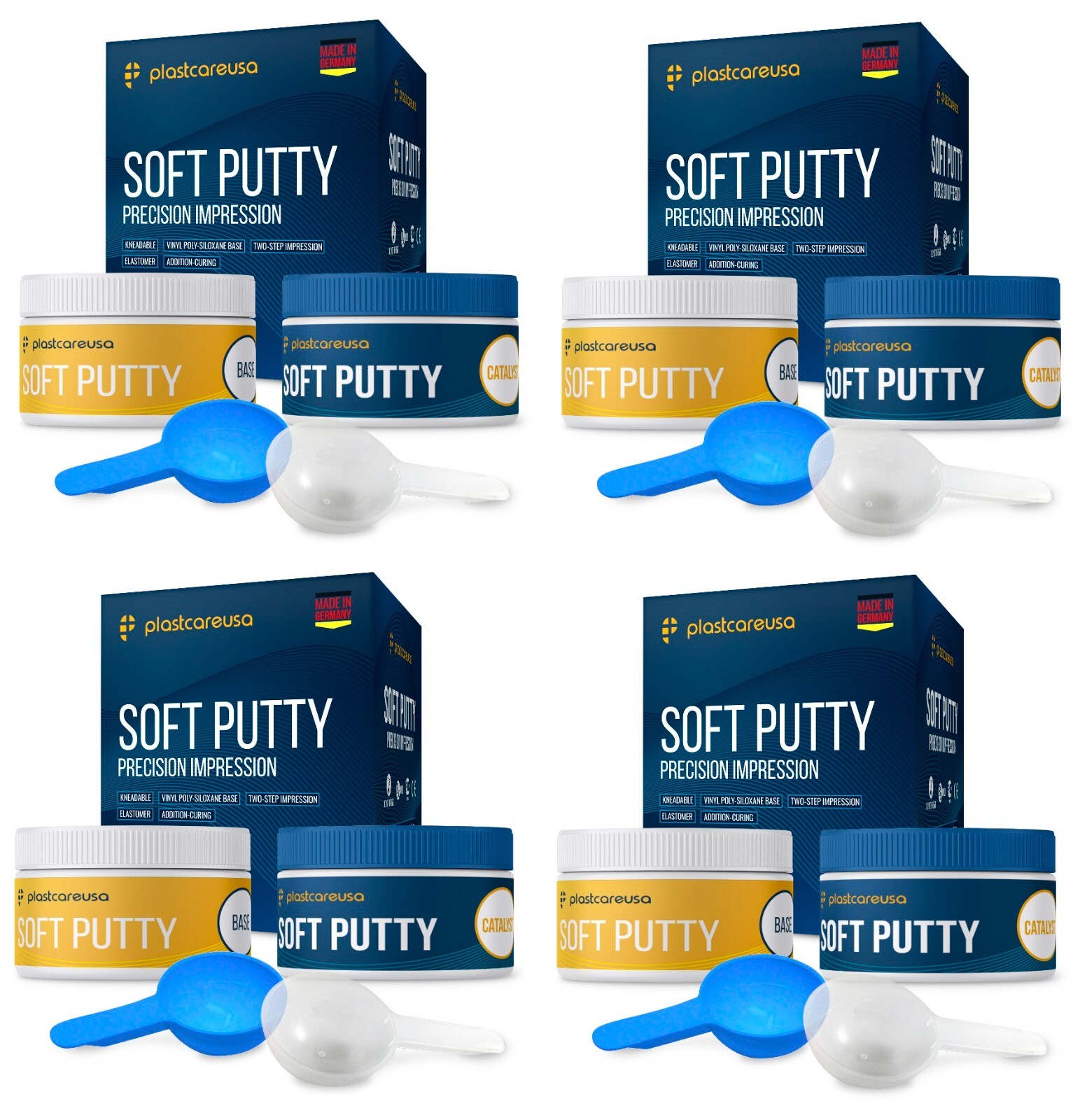 8 x Dental Soft Putty Regular Set Impression Material (290 ml Base + Catalyst)