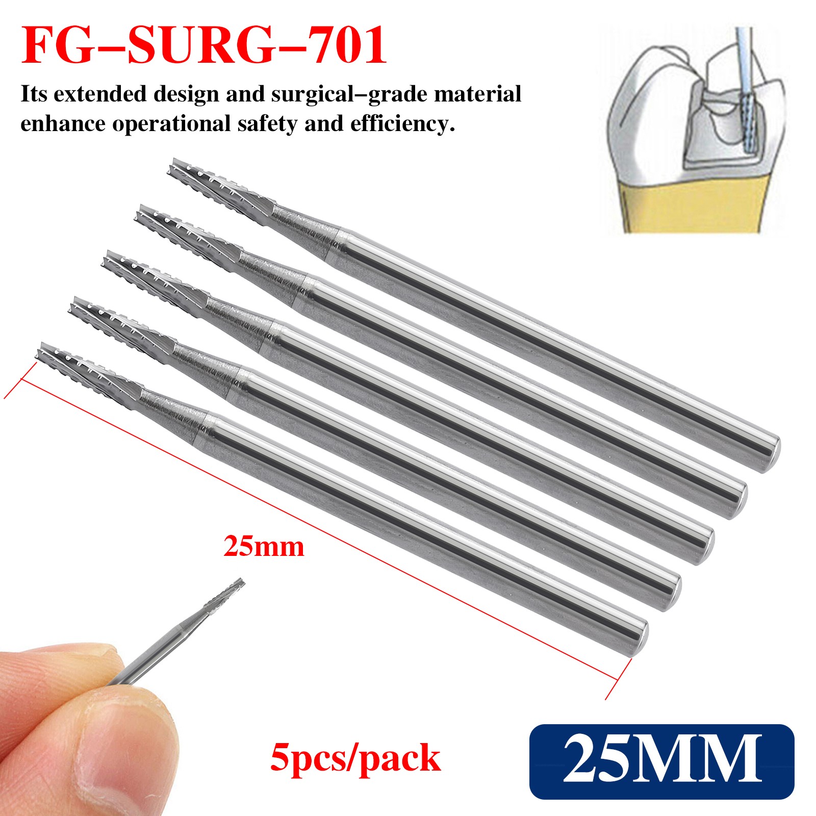 Dental Carbide Burs FG SURG 701 Surgical Midwest Type fo