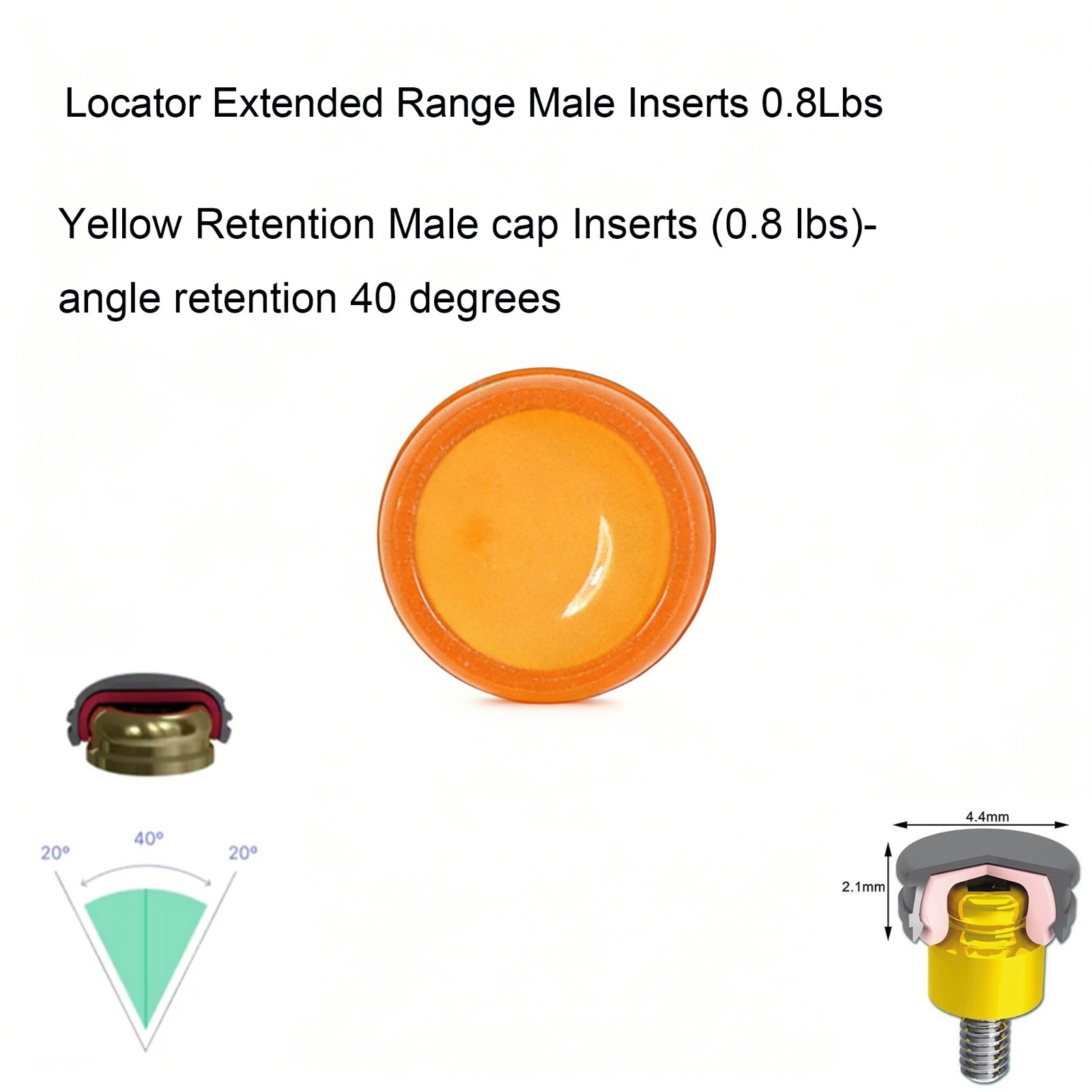 US Dental Replace Male Cap Inserts for Locator Abutment fit Ø4.5mm Metal Housing