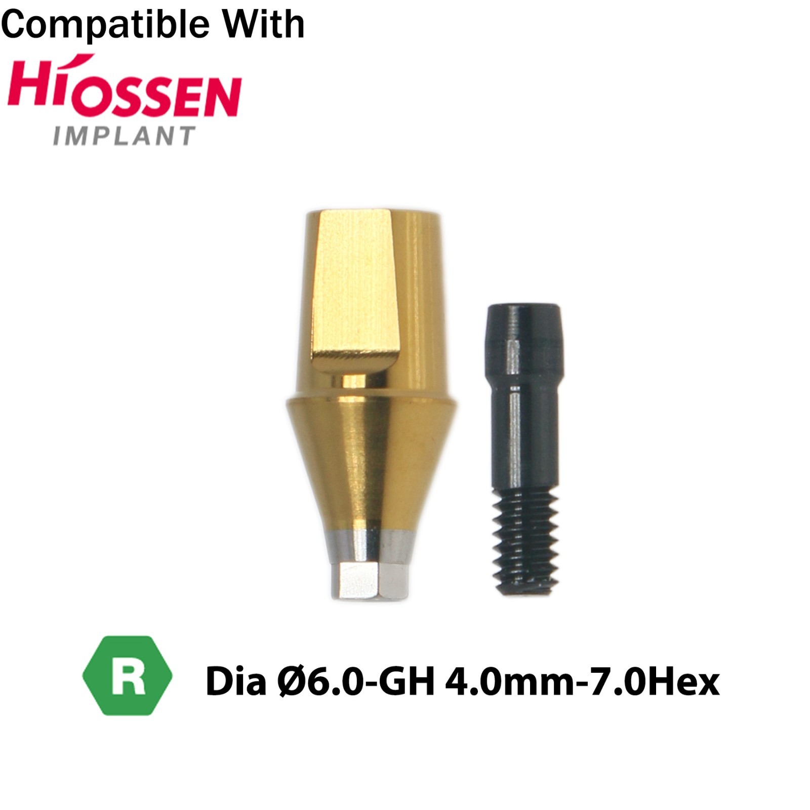 Titanium Straight Abutment Compatible with Osstem Hiossen Regular Ø4.5/5.0/6.0mm