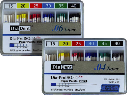 DiaDent MM MARKED Tapered .06 Dia-Pro ISO PLUS Paper Points MMPP 100/Box