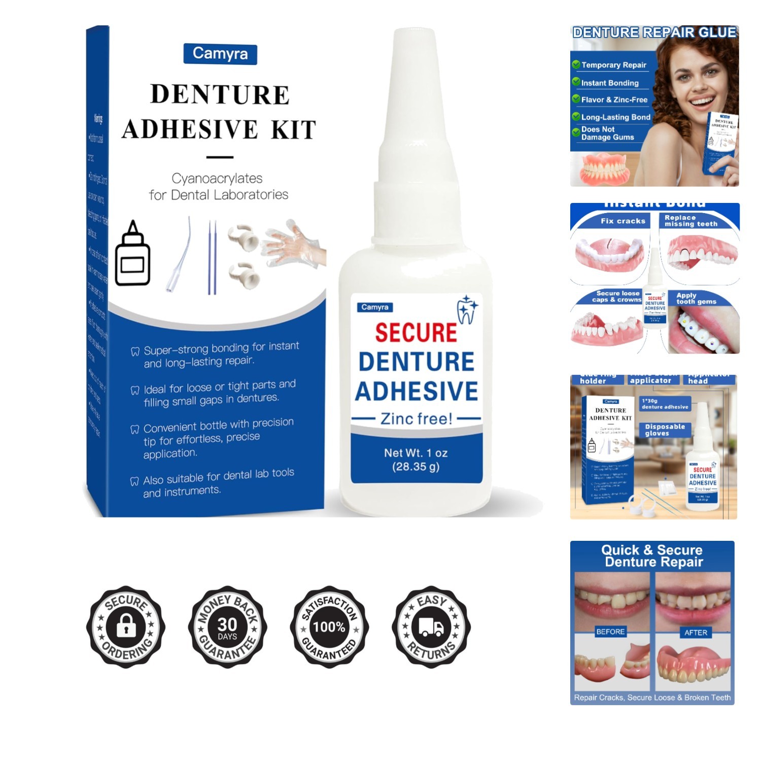 1oz, Repair Cracks & Secure Loose Teeth, Super-Strong Adhesive—Lasts Days to …