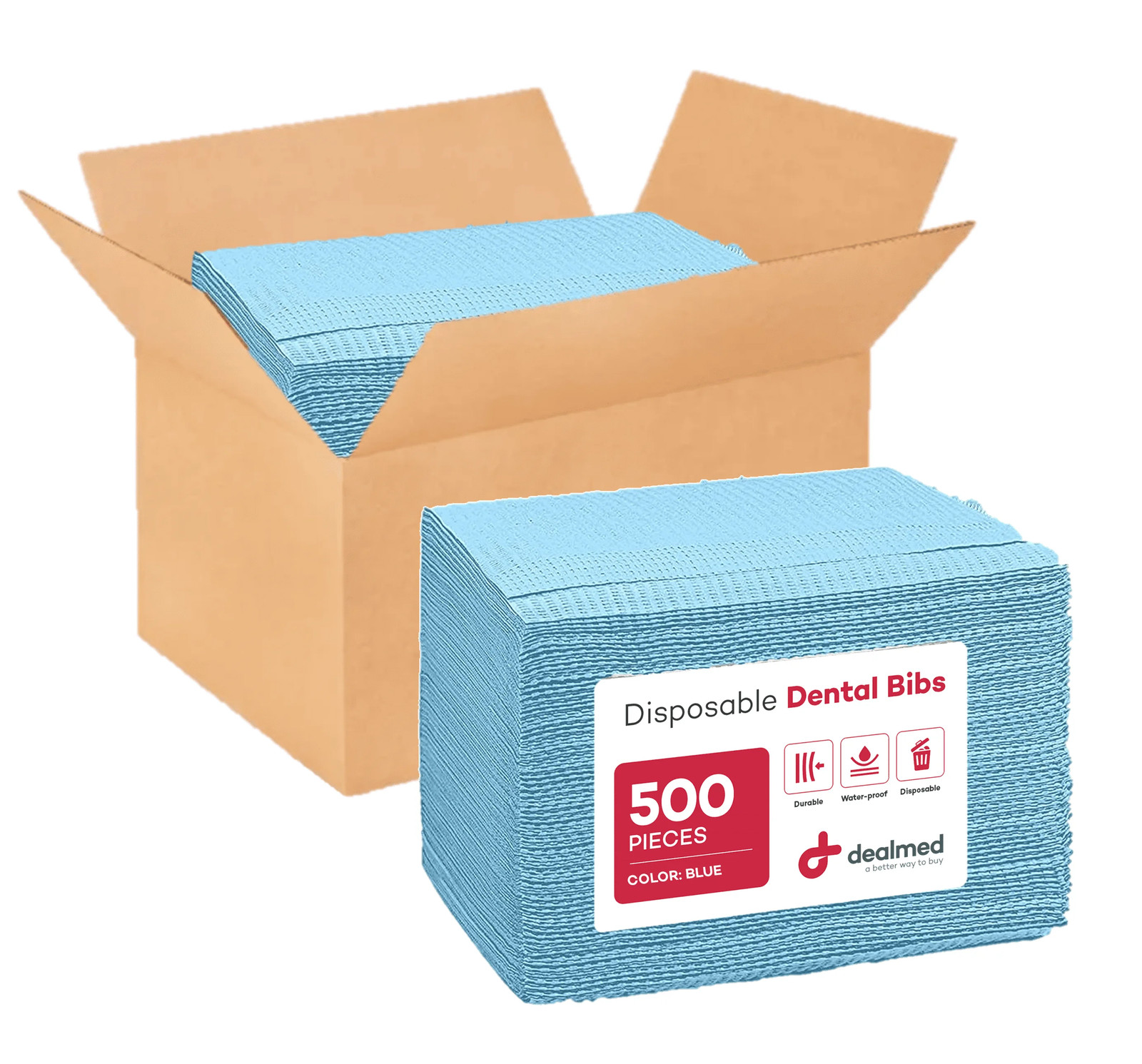 Dealmed Disposable 13.5″ x 18″ Dental Bibs, 2-Ply Tissue/Poly, Bulk Tattoo Bibs,