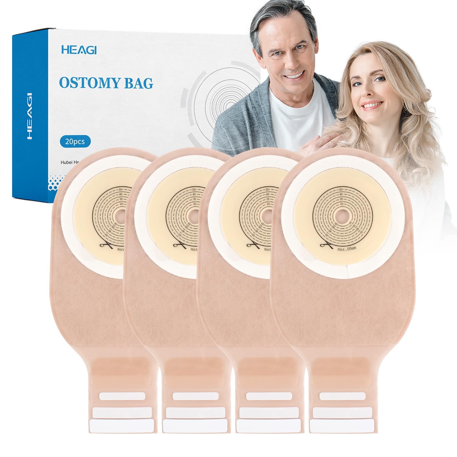 20 PCS Colostomy Bags, One Piece Drainable Ostomy Pouch with Closure for…