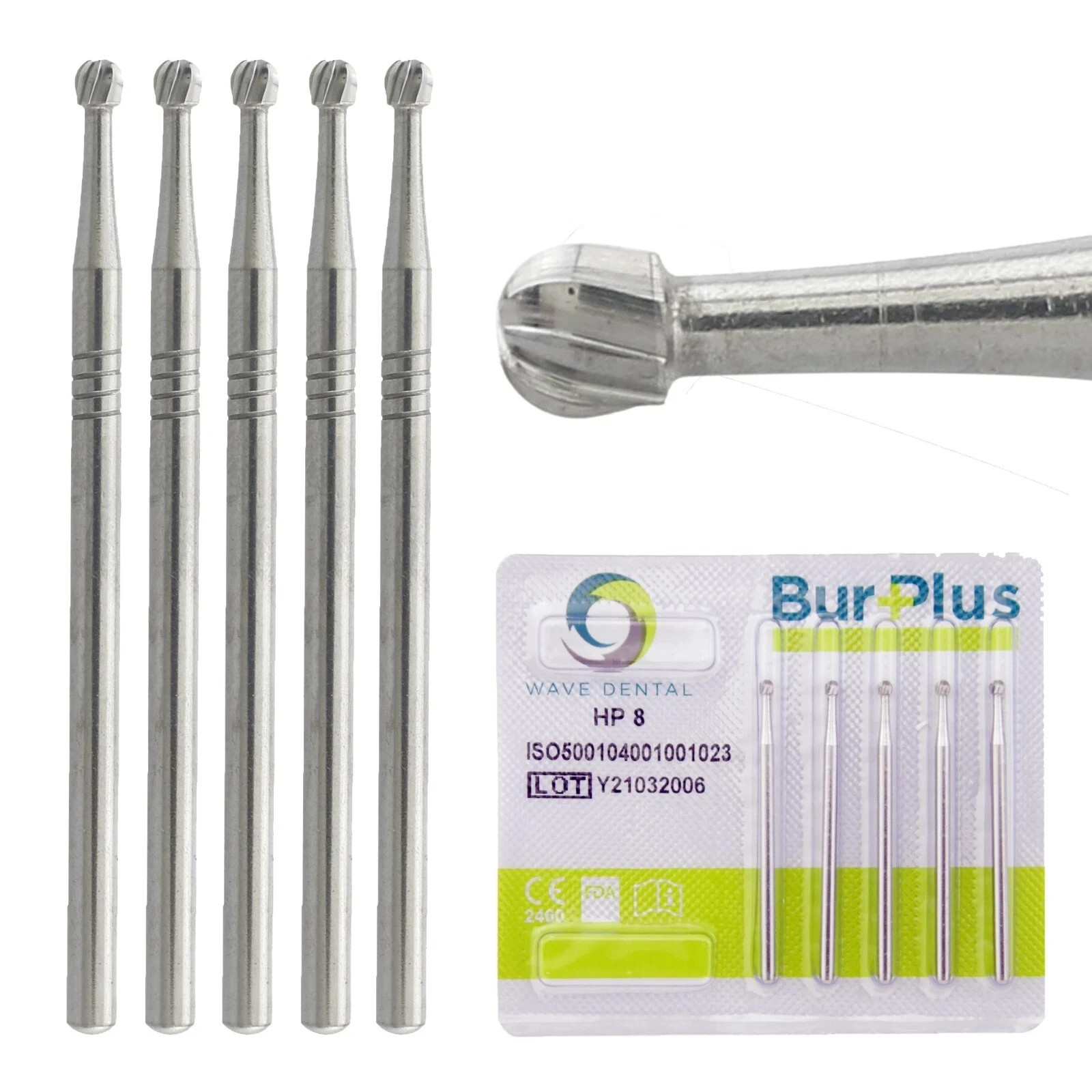 Wave Dental Burs HP 8 Round Tungsten Carbide Bur 2.35mm for Straight Handpiece